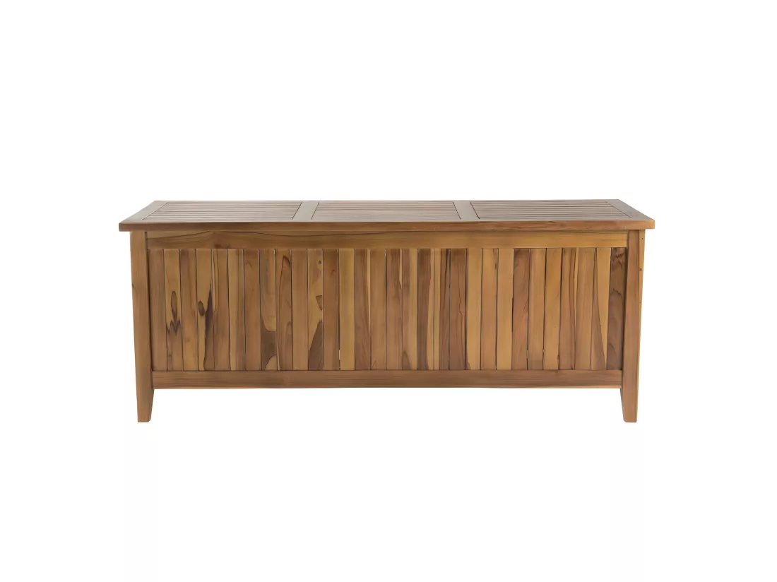 HANNA - Coffre de jardin piscine en bois teck huilé 165x55cm