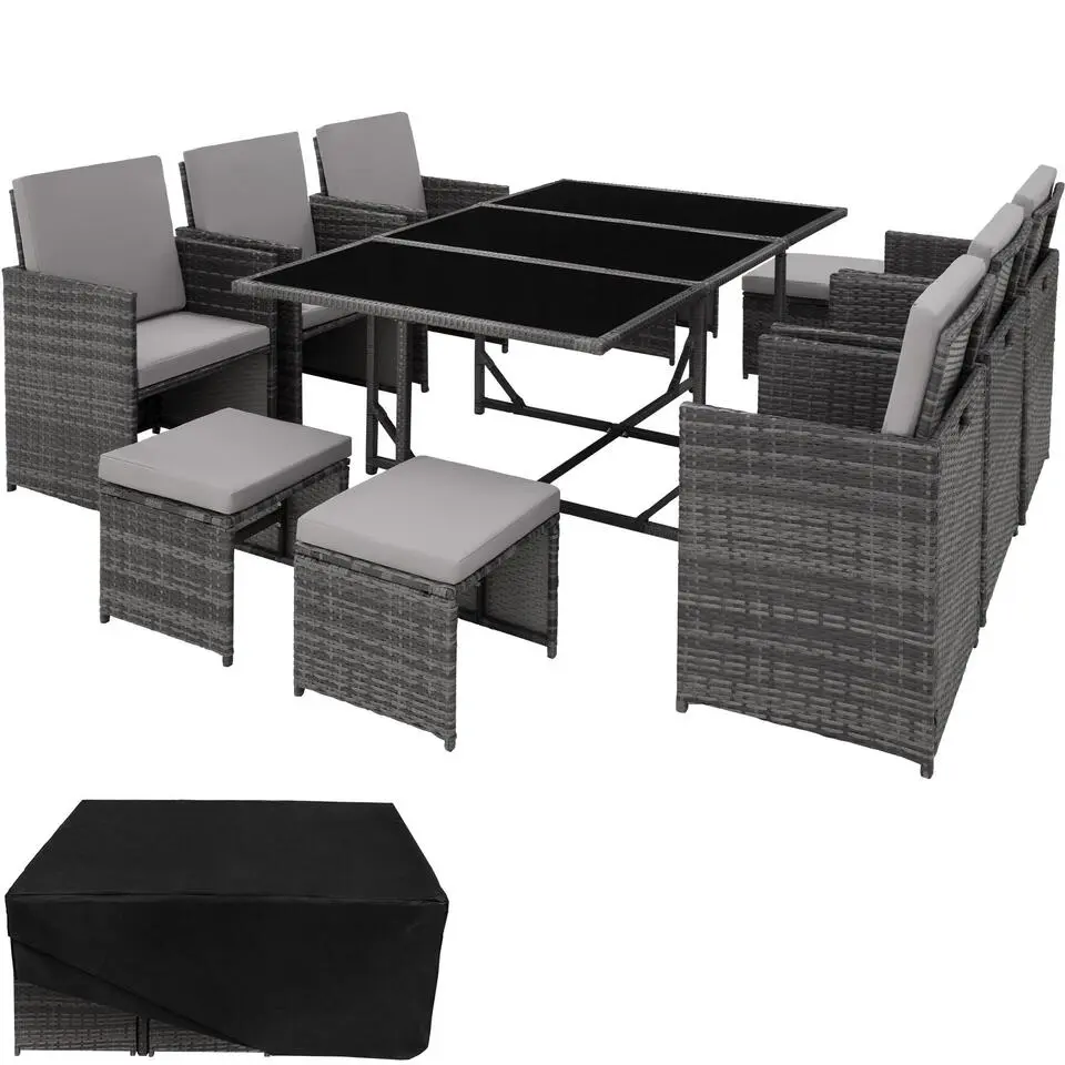 tectake - tuinset Malaga - wicker - grijs
