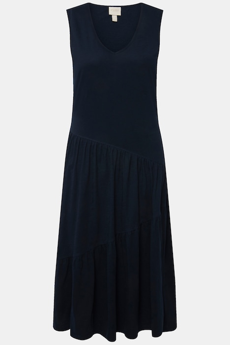 Midikleid, A-Linie, V-Ausschnitt, ärmellos, Biobaumwolle