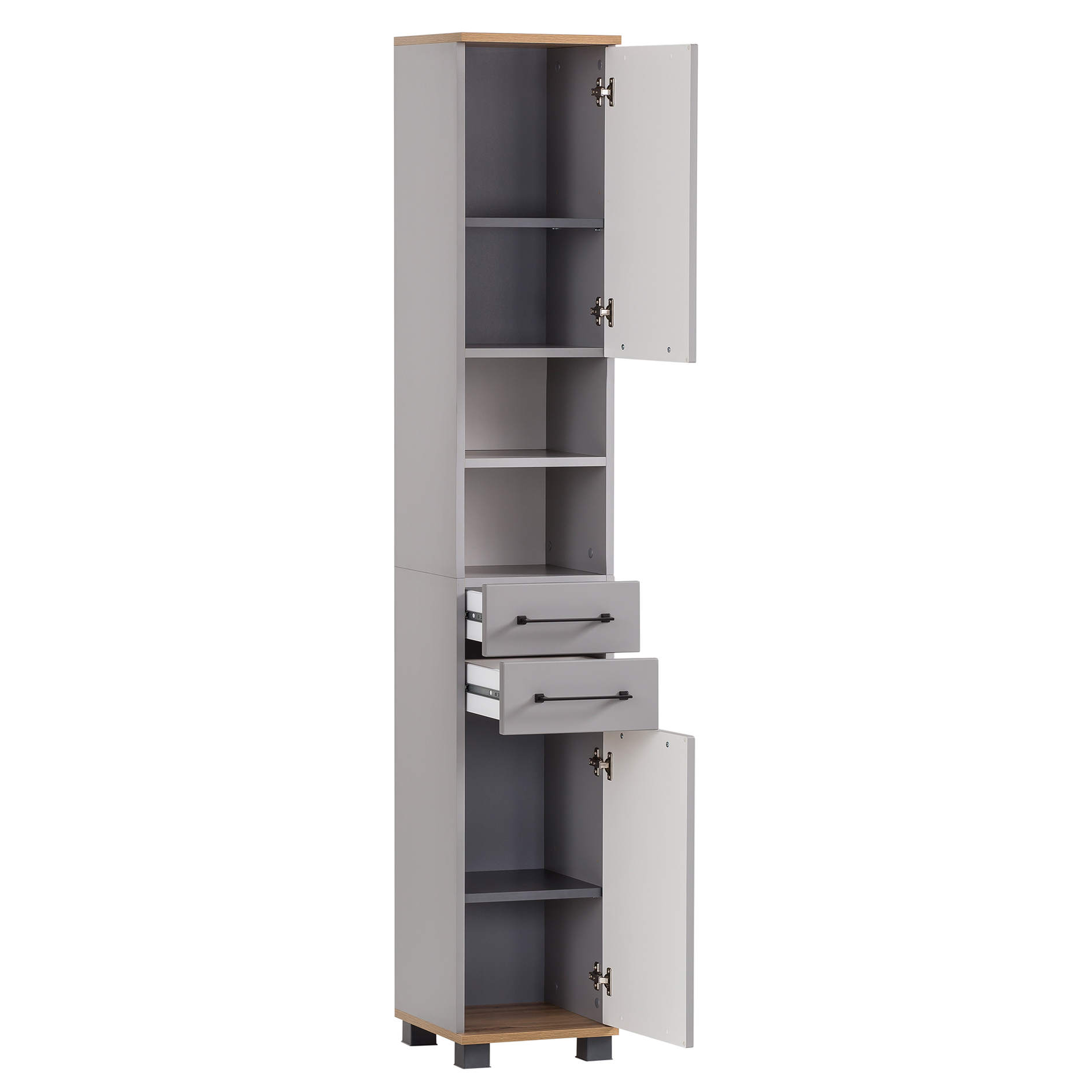 Hochschrank - platingrau-Eiche - 181 cm hoch