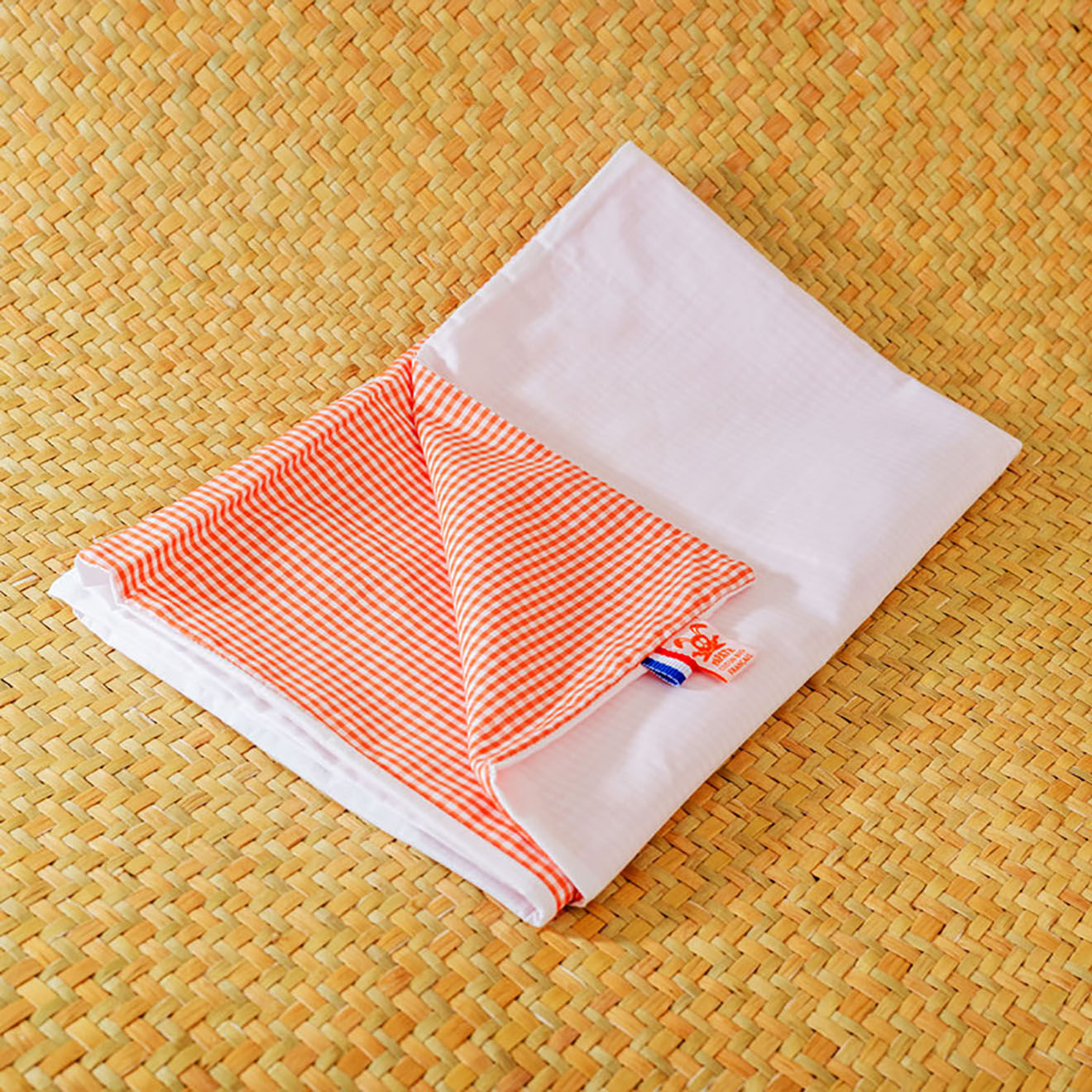 Papate Taie d'oreiller en Coton Bio blanc/vichy - 40x60 cm
