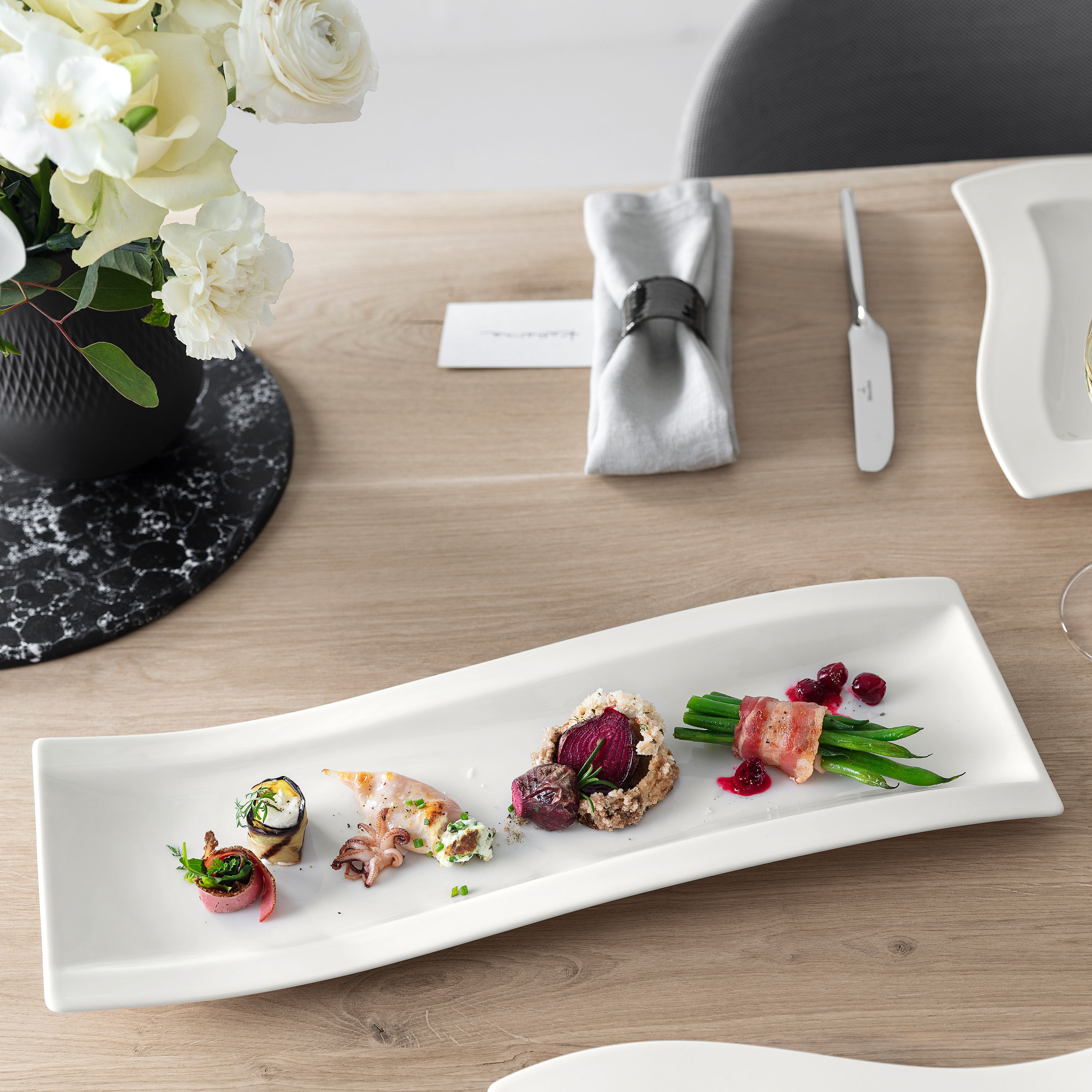 NewWave Specialty plate White, 16.7'' x 5.9'', Premium Porcelain