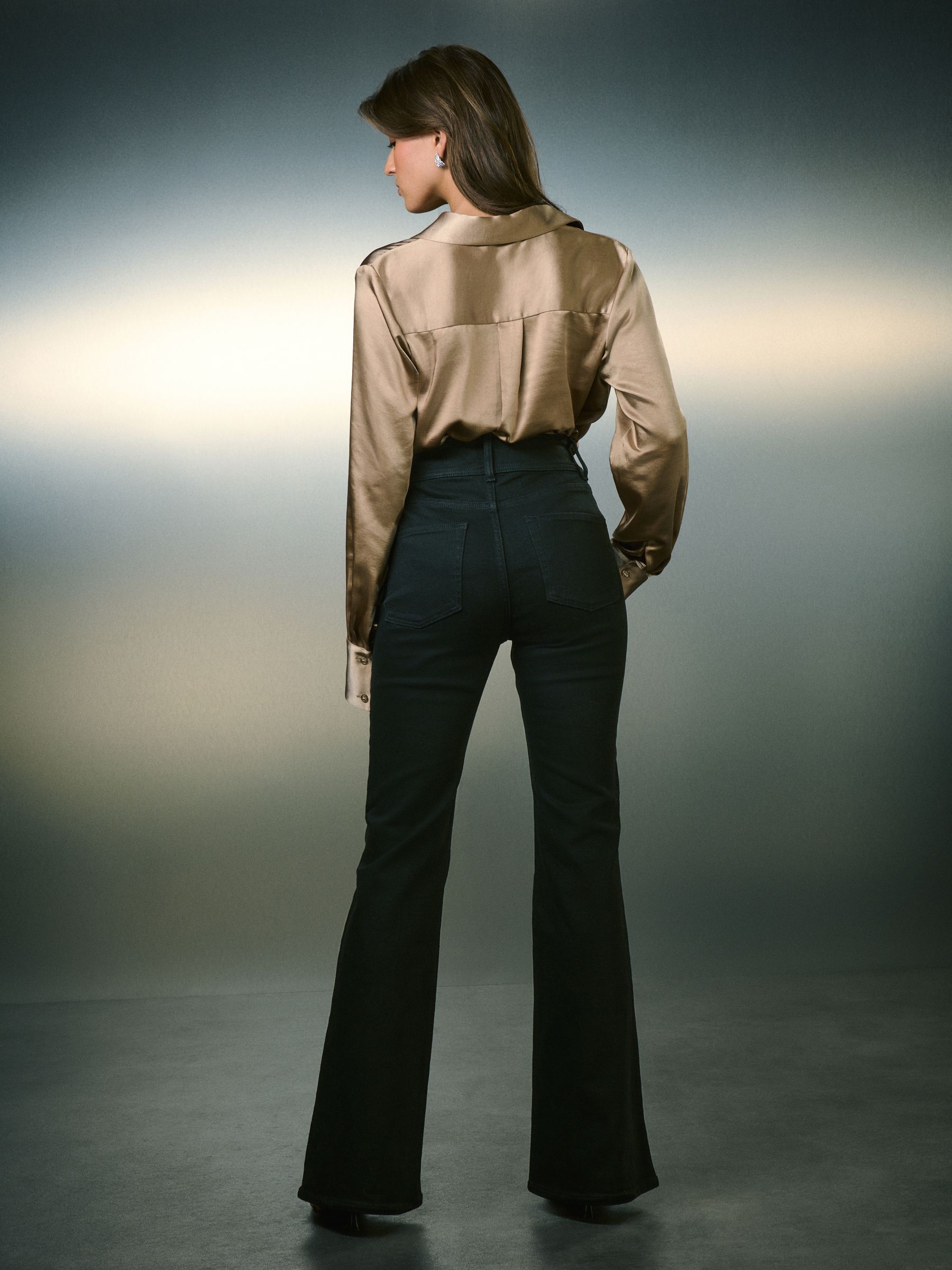 Zwart - High Rise Stretch Flare Jeans