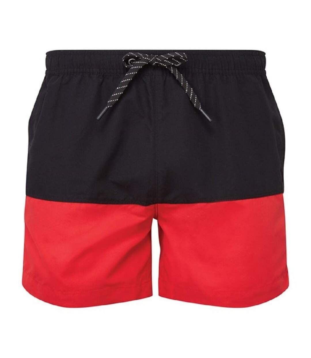short de bain pour homme - AQ056 - noir et rouge