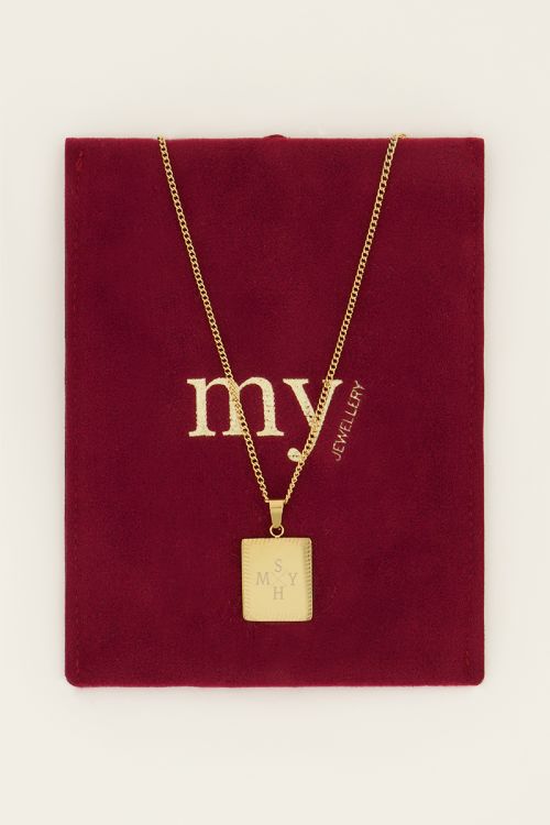 Atelier korte ketting met vierkante bedel