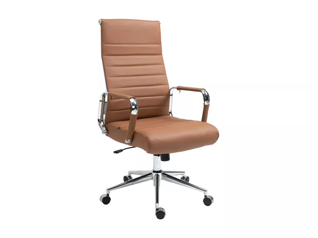 Chaise de bureau - Véritable cuir & Antique clair - Marron clair - Kolumbus