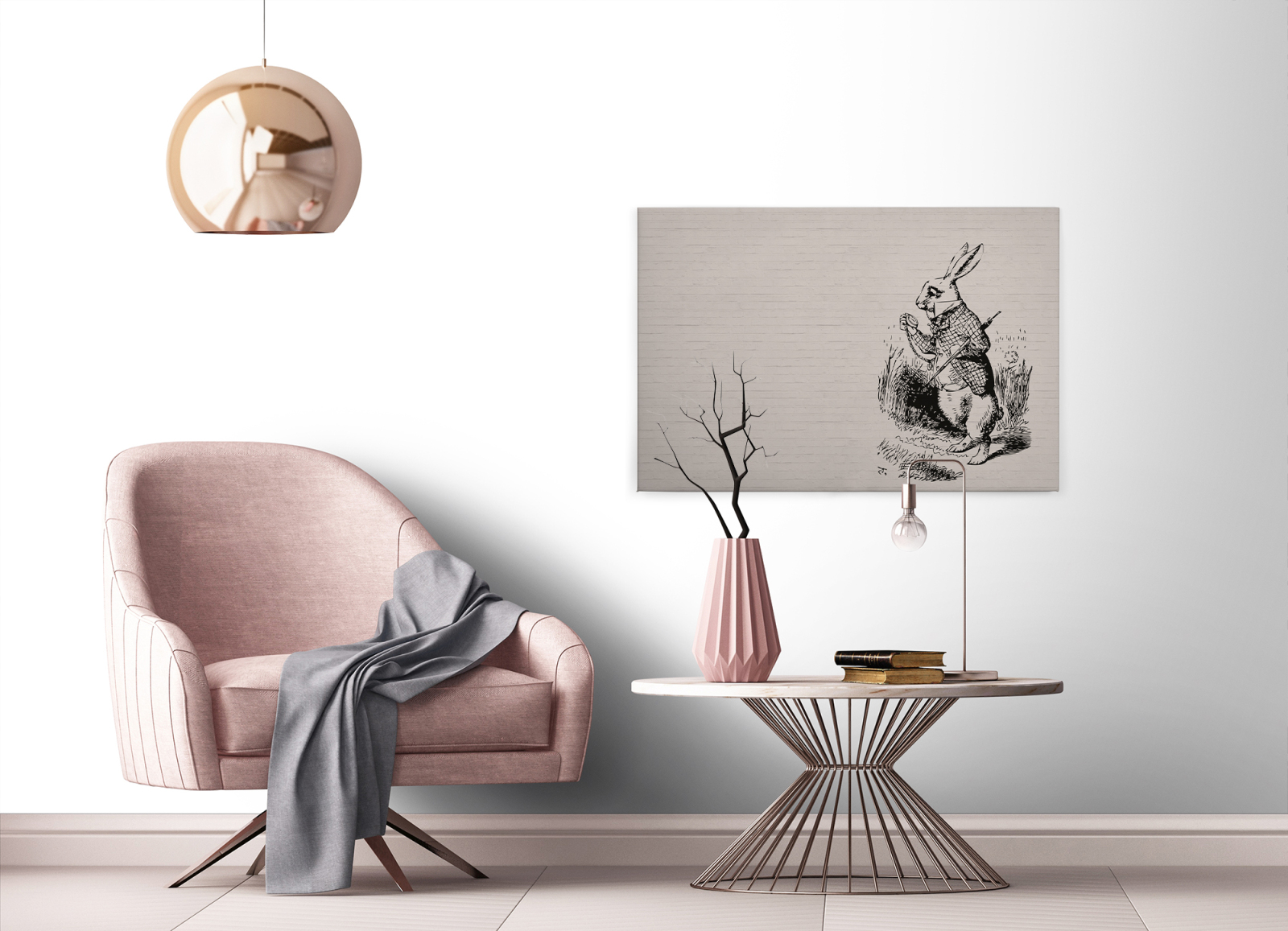 Leinwandbild HASE - beige - 90x60 cm