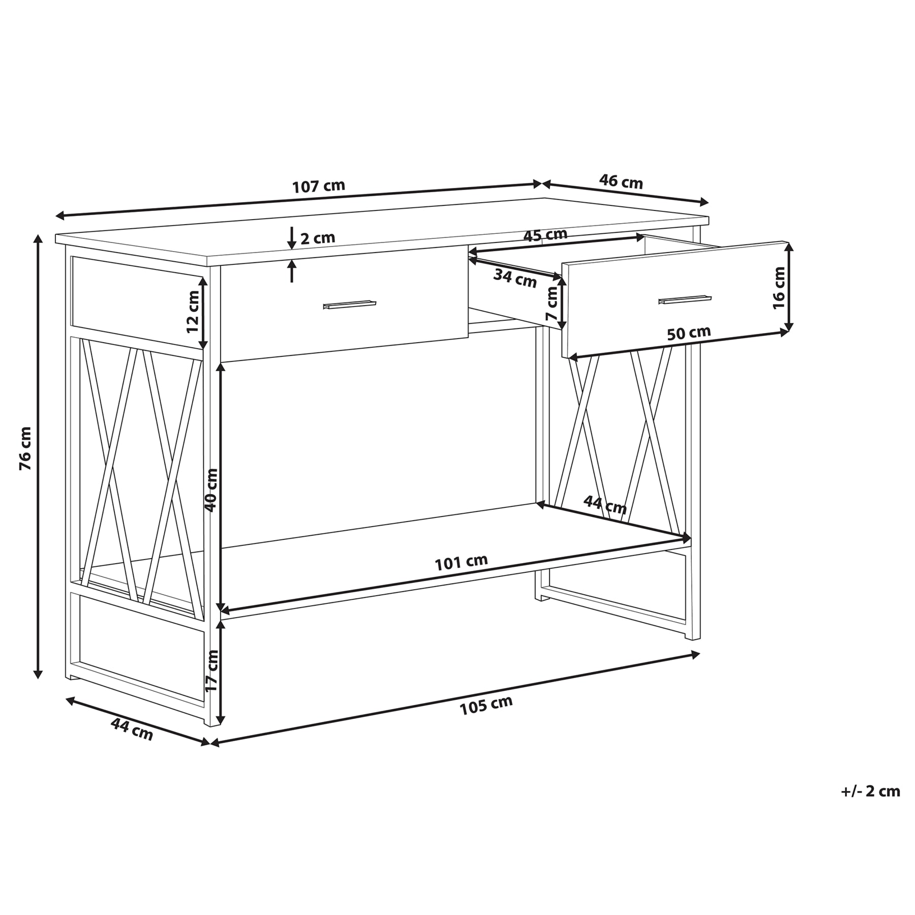 Beliani - AYDEN - Consoletafel - Donkere houtkleur - MDF
