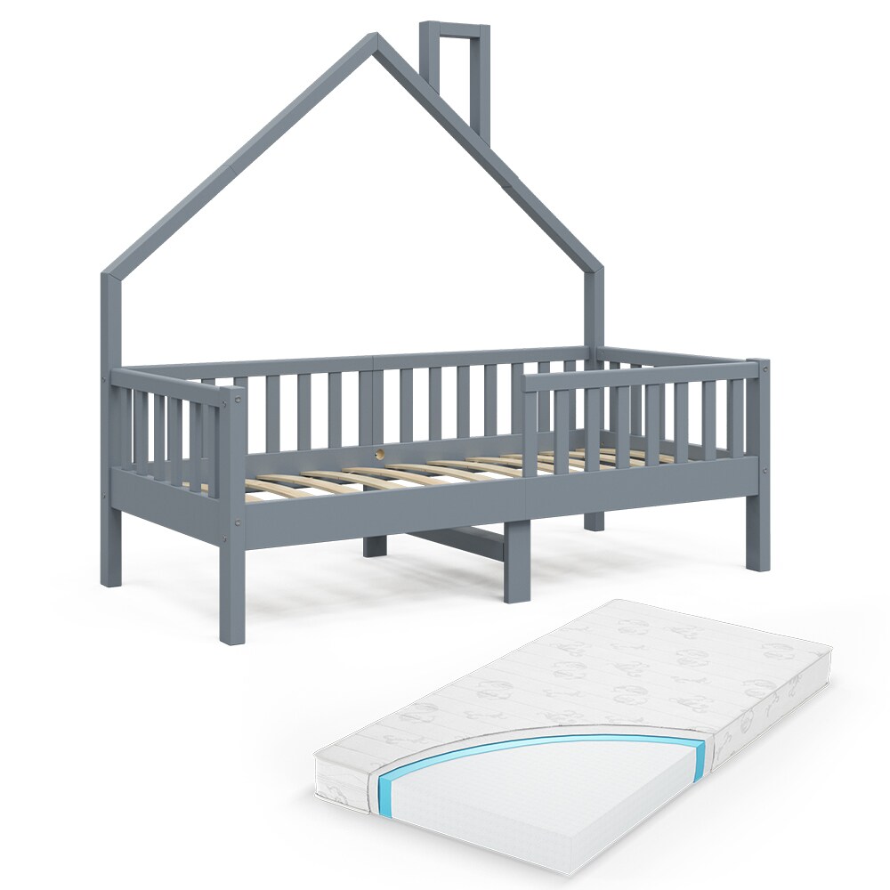VitaliSpa Hausbett Kinderbett Spielbett Noemi 80x160cm Anthrazit inkl. Matratze
