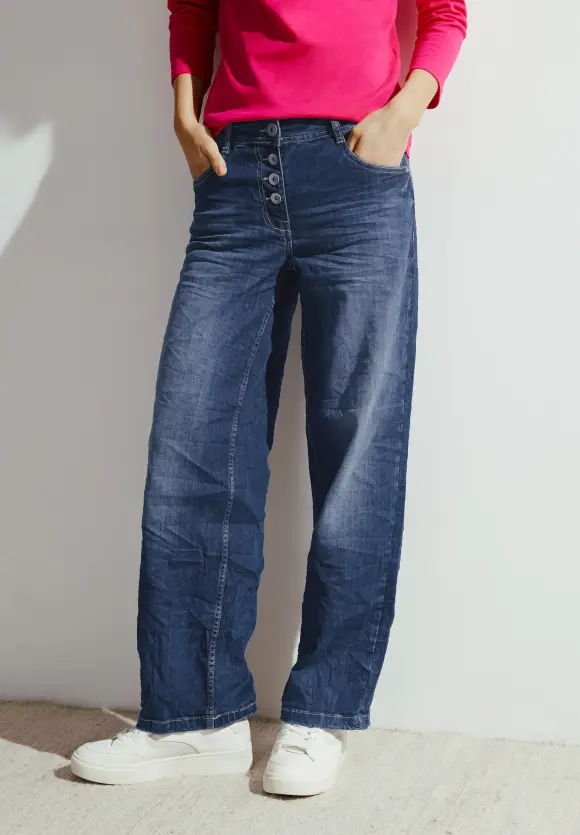 Loose Fit Jeans - mid blue used wash