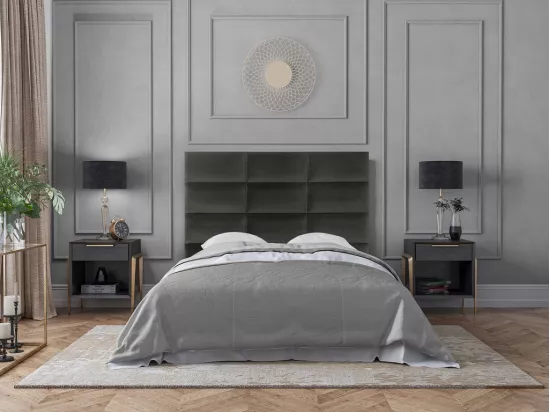 Panneaux muraux tête de lit - 180 cm - Velours - Gris - BONTE de Pascal Morabito