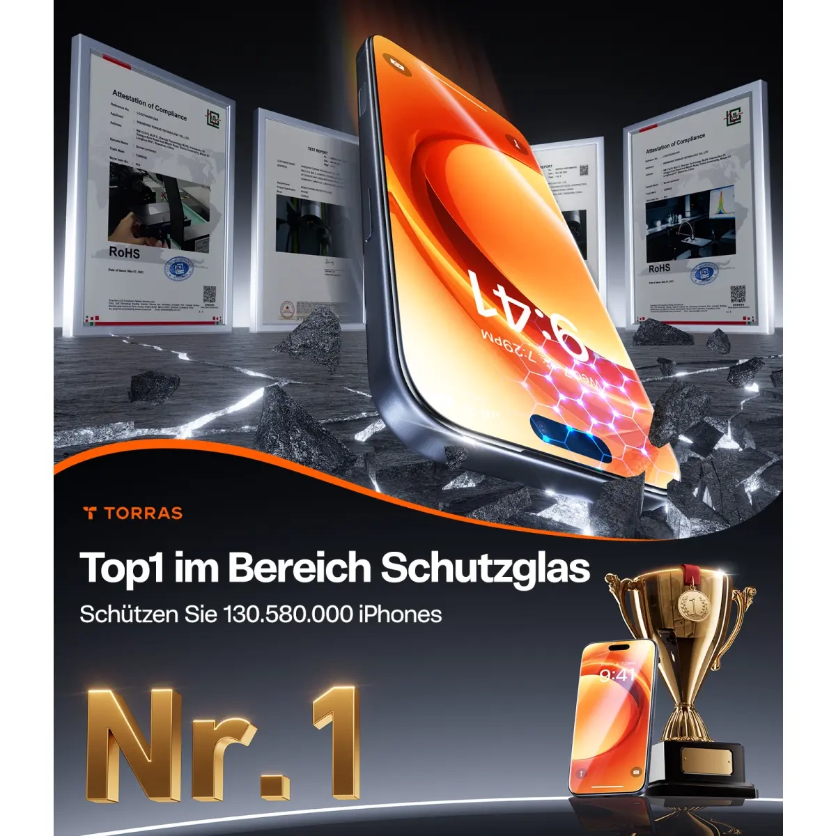 iPhone 17 Pro Install Master Panzer Glas Displayschutz Case Friendly