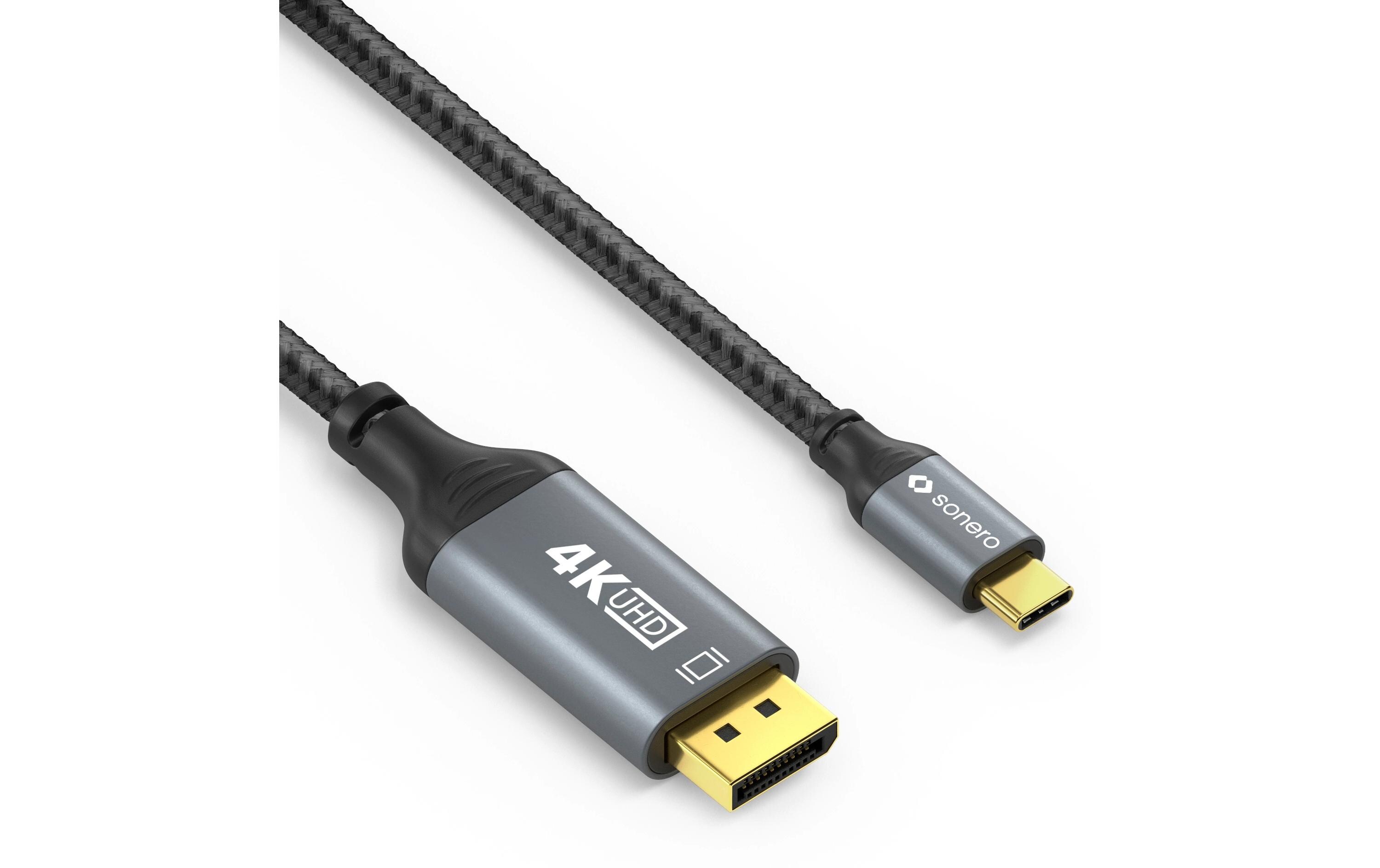 Kabel USB Type-C - DisplayPort, 1 mUSB-C auf DisplayPort Kabel - 4K60, 21.6 GBps – grau/schwarz - 1.00m