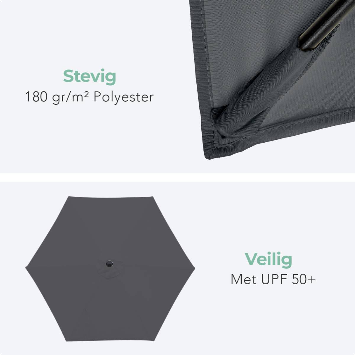 LifeGoods 270 cm parasol met hoes - Dark Grey