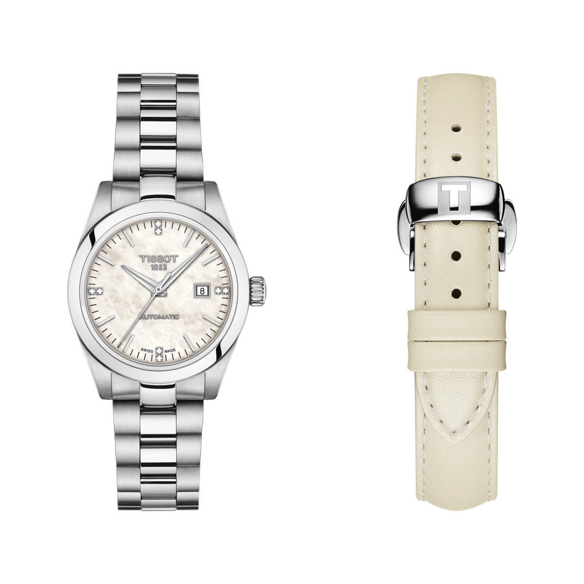 Montre Tissot femme acier cuir blanc