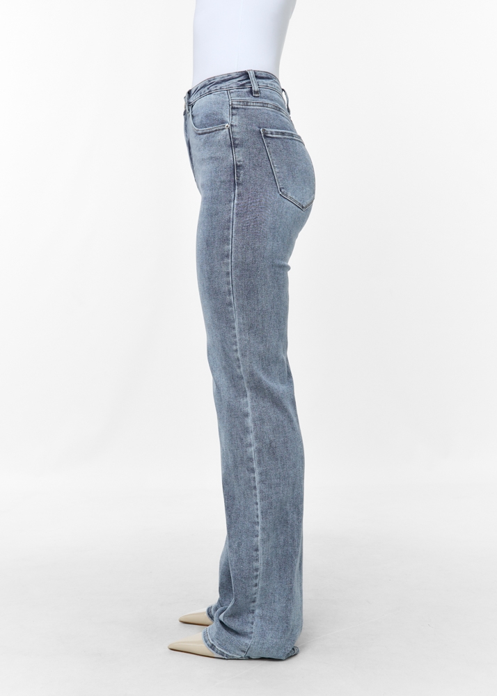 Straight leg clean stretch jeans sea blauw