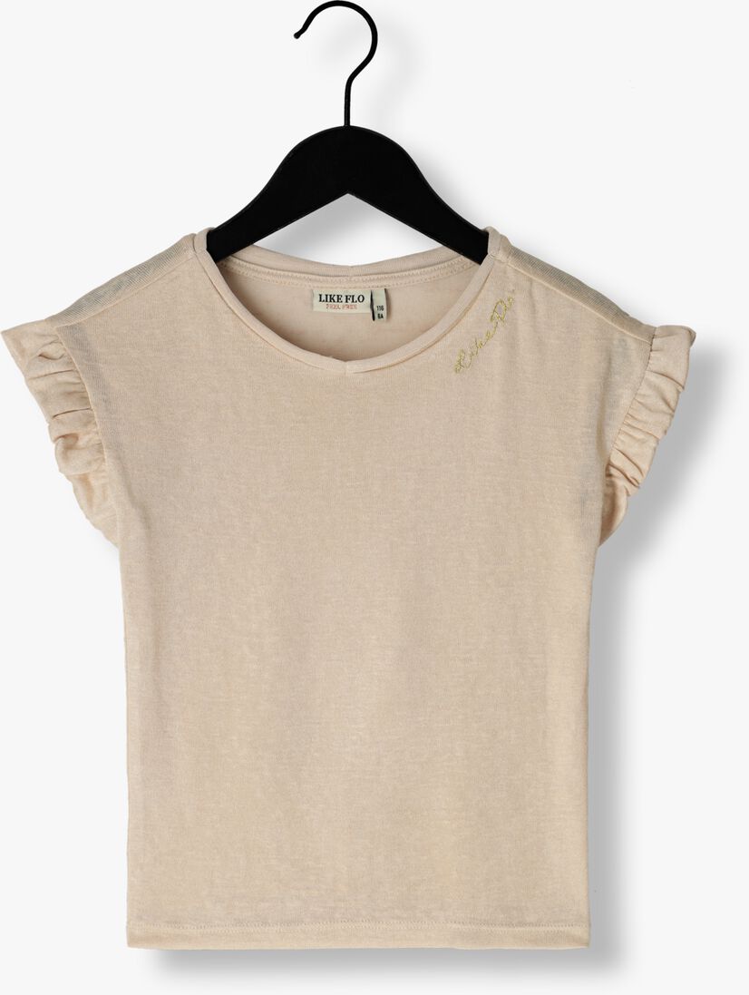 LIKE FLO ros&eacute;gouden like flo t-shirt metallic jersey ruffle rib tee