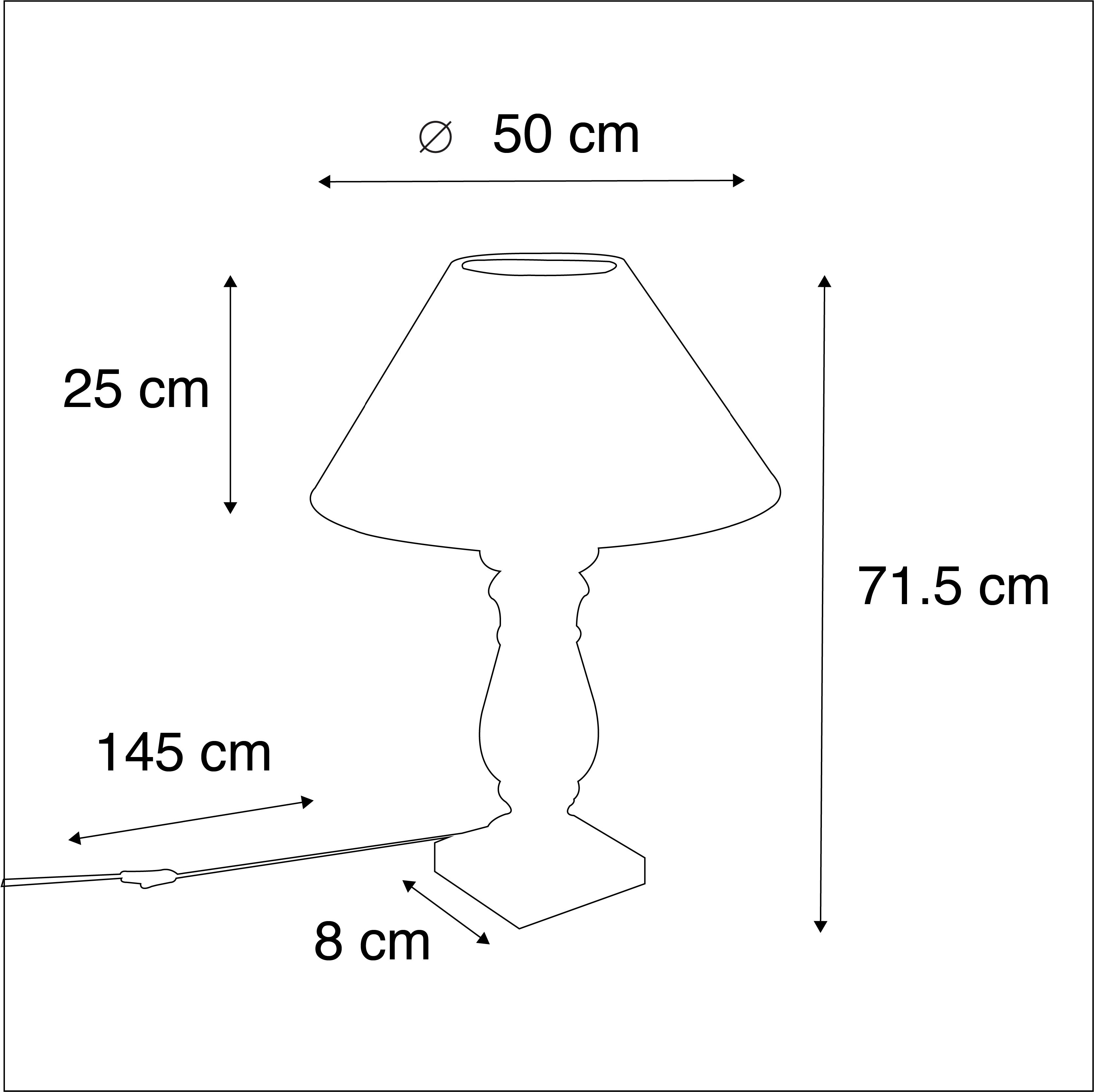 Landelijke tafellamp met linnen kap beige 50 cm - Catnip