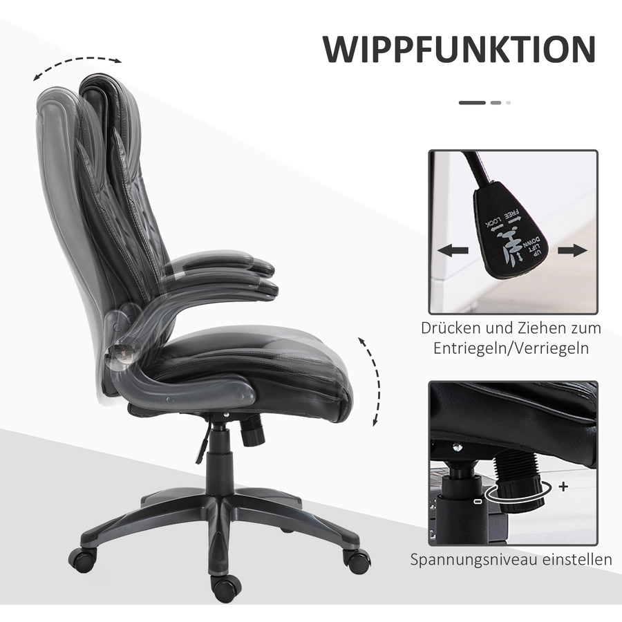 Vinsetto Bürostuhl mit Wippfunktion schwarz