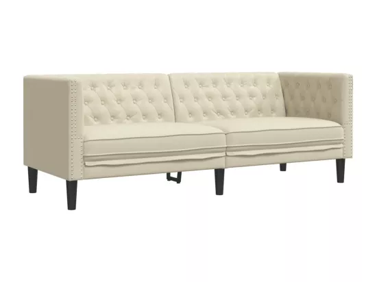 Ensemble de canapé Chesterfield 3 pièces crème similicuir