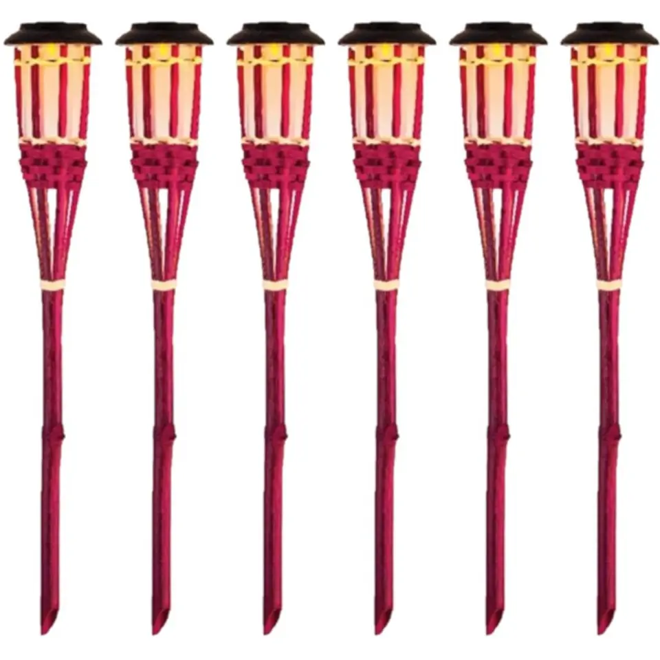 Lumineo Tuinfakkel Bodi - solar - roze - vlameffect - 54 cm