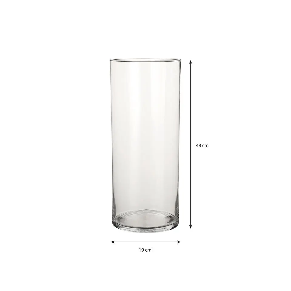 Mica Decorations Vaas - cilinder - glas - transparant - 48 cm