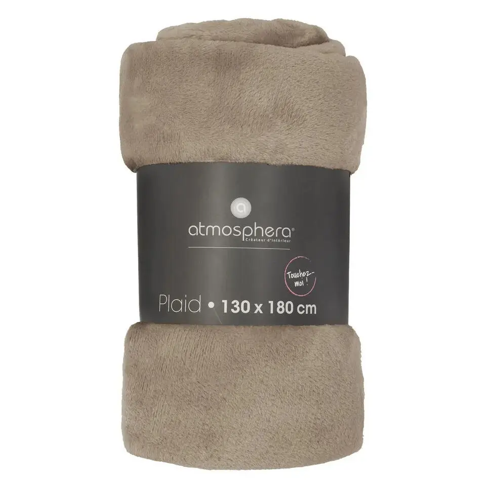 Atmosphera Plaid deken - lichtgrijs - polyester - 130 x 180 cm