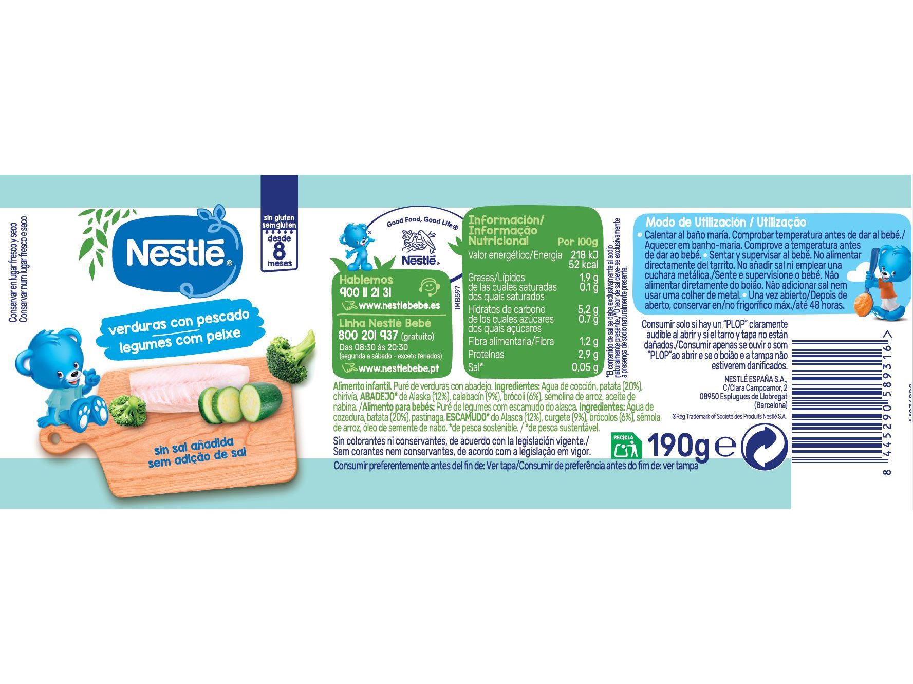 REFEIÇÃO NESTLÉ LEGUMES COM PEIXE 190G
