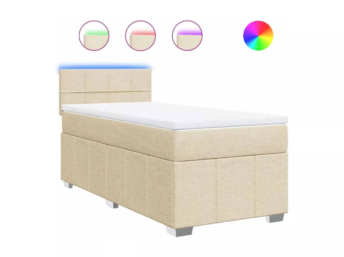 Sommier à lattes de lit et matelas Crème 90x190 cm Tissu