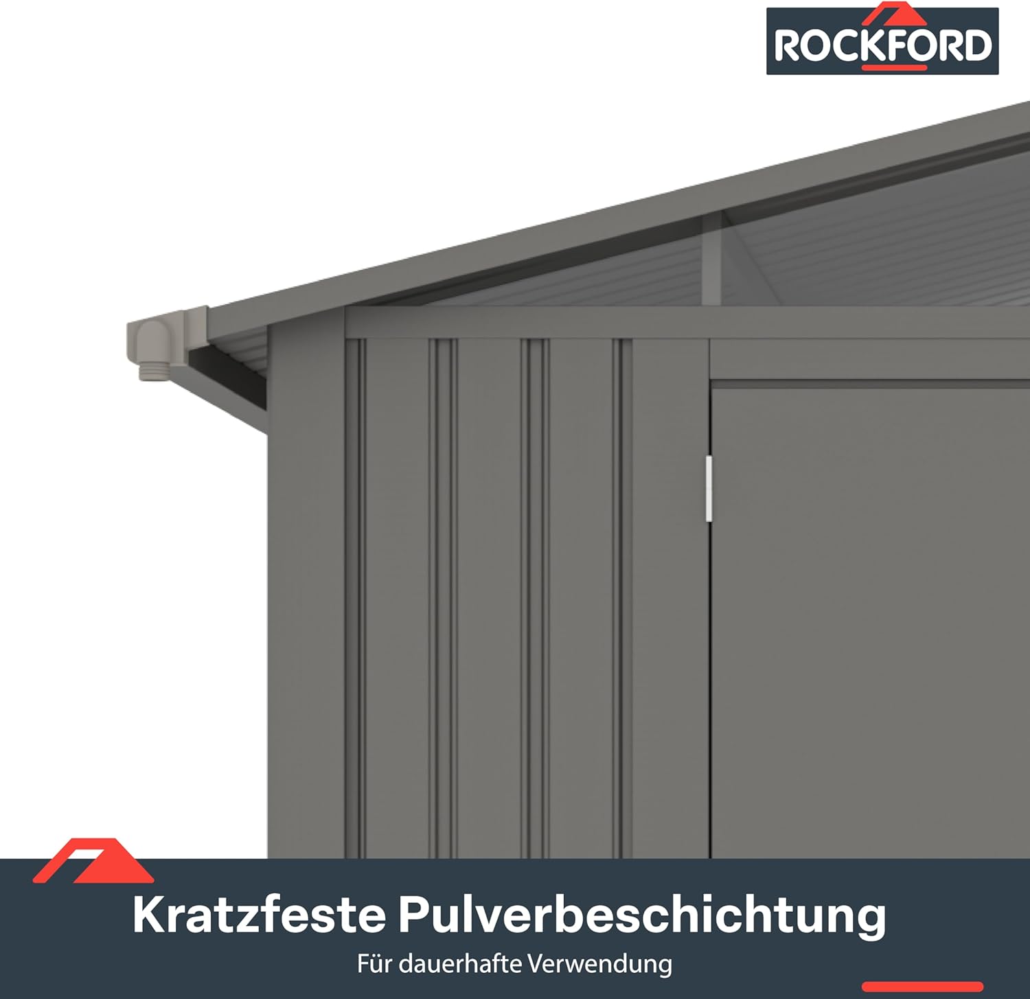 Rockford Braga 200 gartenhaus Metall - Gerätehaus mit Doppeltür und Polycarbonat-Fenster - 240x232x220cm - Geräteschuppen, Gartenhütte, Metallgerätehaus, Fahrradgarage - Grau, RF2243360