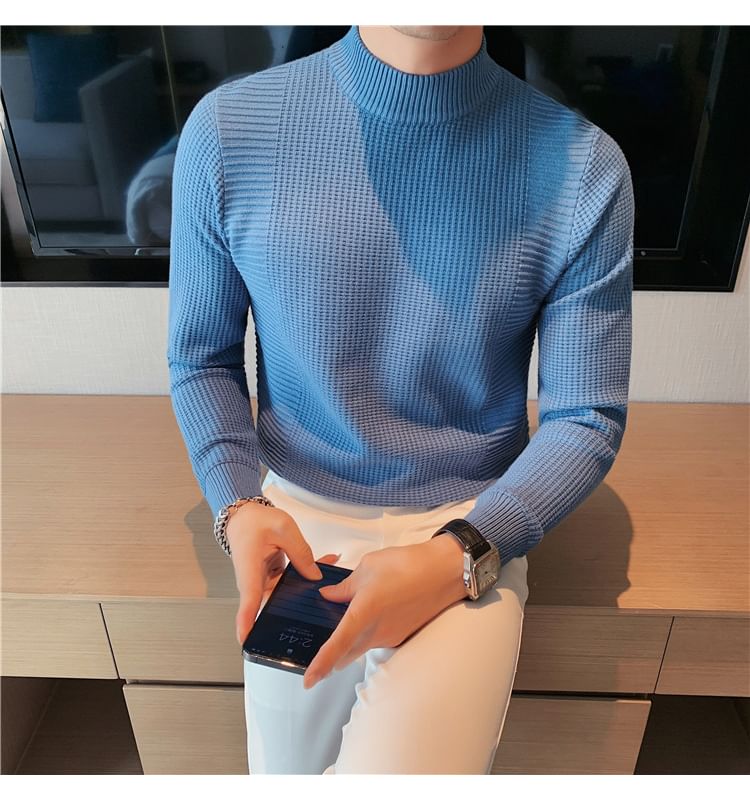 Nightbell - Effen gebreide top met lange mouwen en mockneck