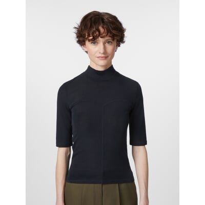 Damen-Halbarmshirt Schurwolle, Dunkelblau