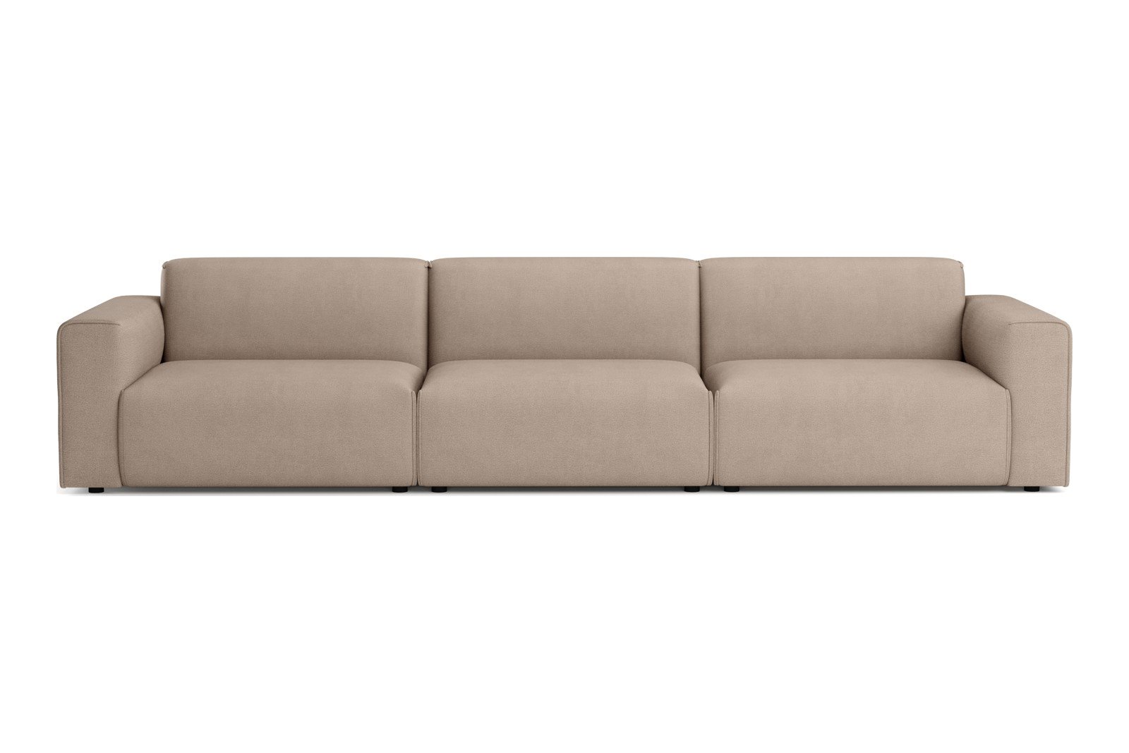 Monaco 3,5-seter sofa Tekstil Brego 34 Light Brown med sorte ben. Std komfort.