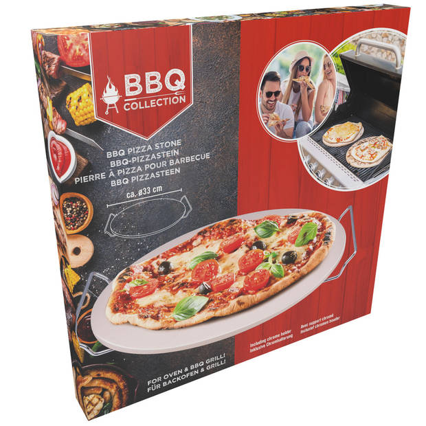 Pizzasteen BBQ - oven - rond - keramiek - 33 cm - met handvaten - Pizzaplaten