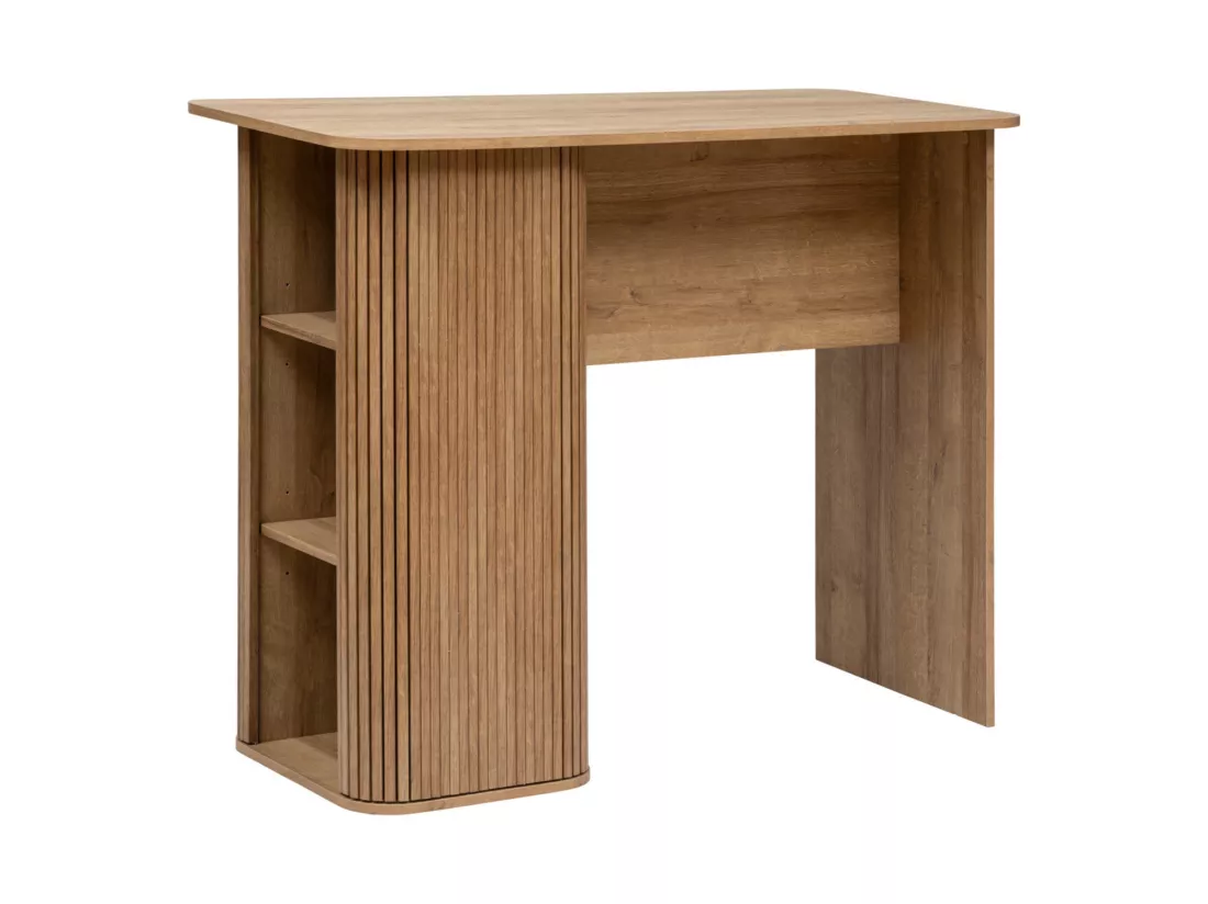 Table de bar en bois MDF coloris naturel - L. 120 x P. 60 x H. 102 cm
