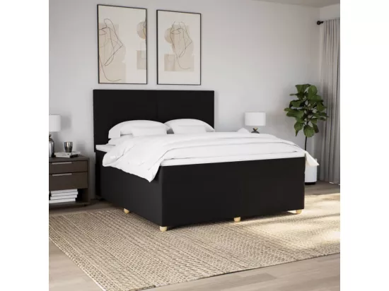 Sommier à lattes de lit avec matelas Noir 180x200 cm Tissu