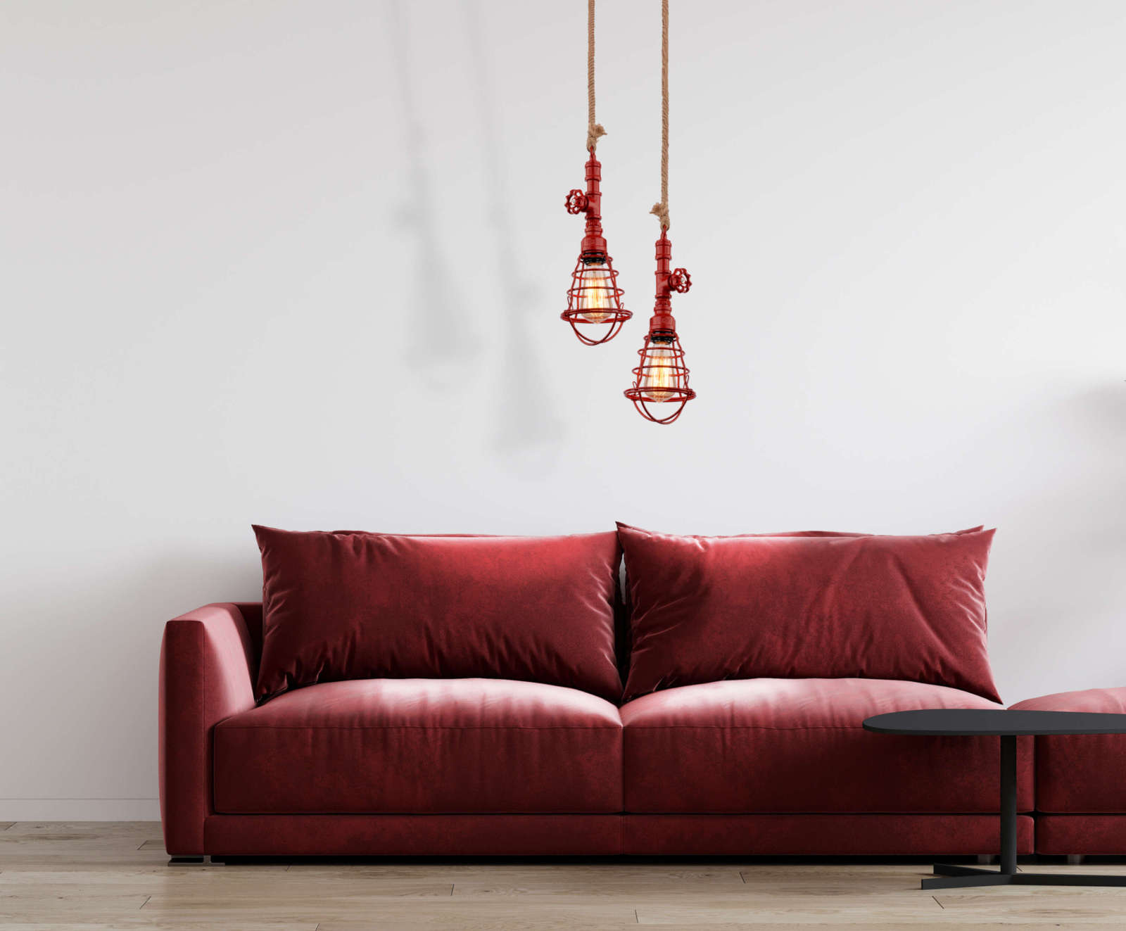 Pendelleuchte - rot - 130 cm