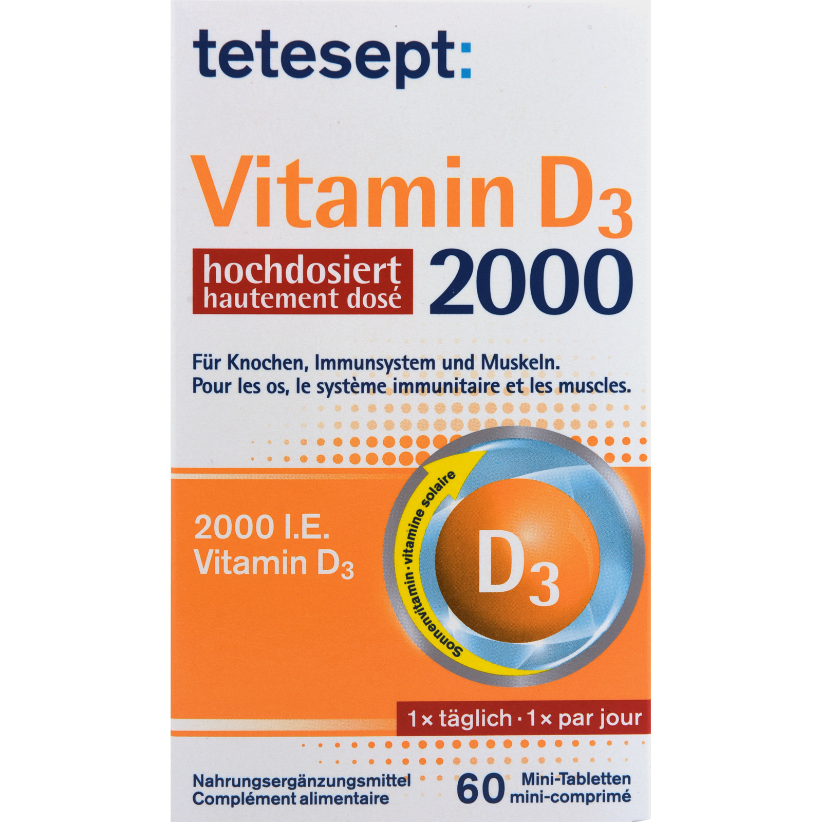 tetesept Vitamin D3 2000, 60 Mini-Tabletten