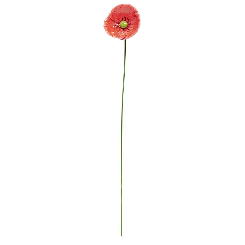 Fleur coquelicot métal rouge à planter H70cm