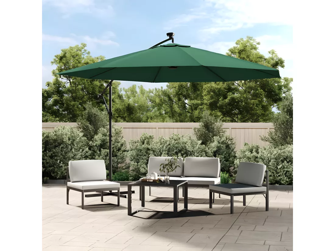 Parasol en porte-à-feux et poteau métallique 350 cm Vert
