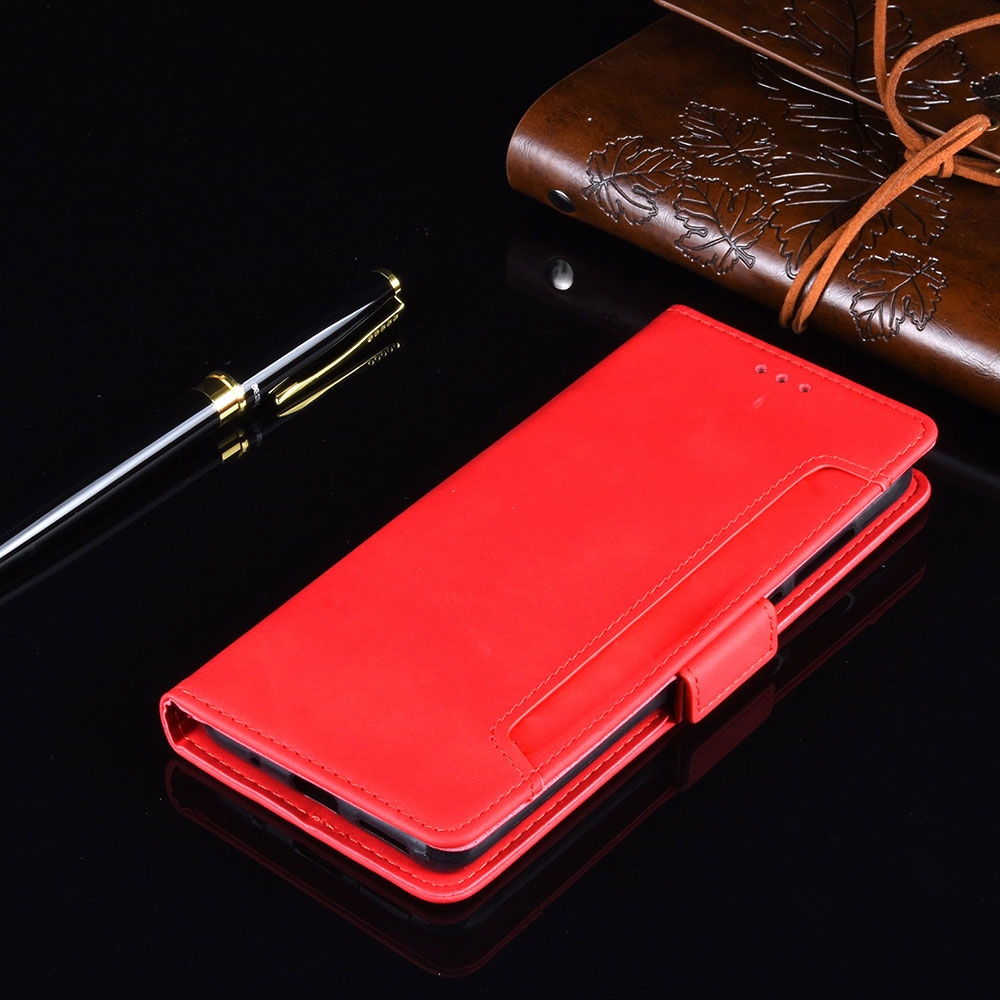 Samsung Galaxy A51 (2019) Leder Tasche Flip Cover im Retro Look mit Kartenfächer - Rot