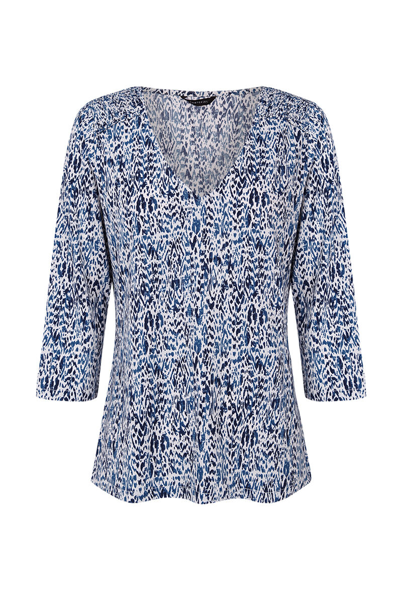 Blusa de malha estampada - Estampa azul