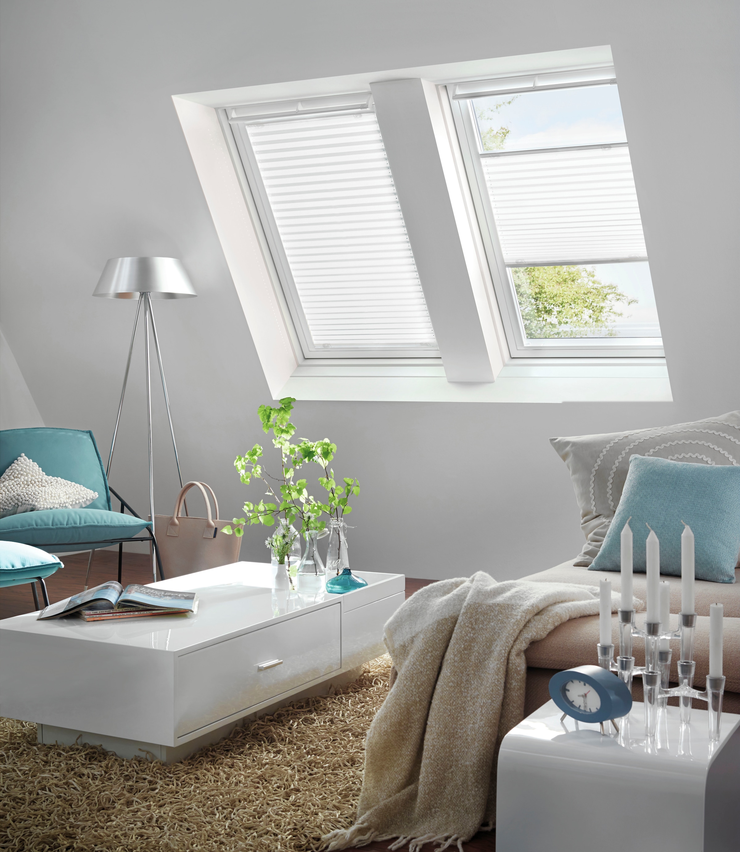 GARDINIA Dachfensterplissee blickdicht ohne Bohren passend für Velux Dachfenster, in Crush-Optik