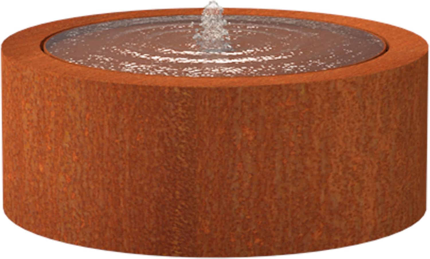 ADEZZ Wassertisch rund Corten-Stahl Rost braun/orange Wasserspiel mit Pumpe & LED Verschiedene Größen 100x40 cm