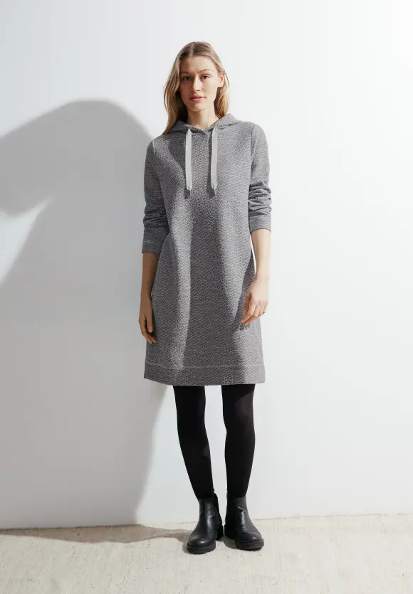 Bouclé Hoodie Kleid - casual denim blue