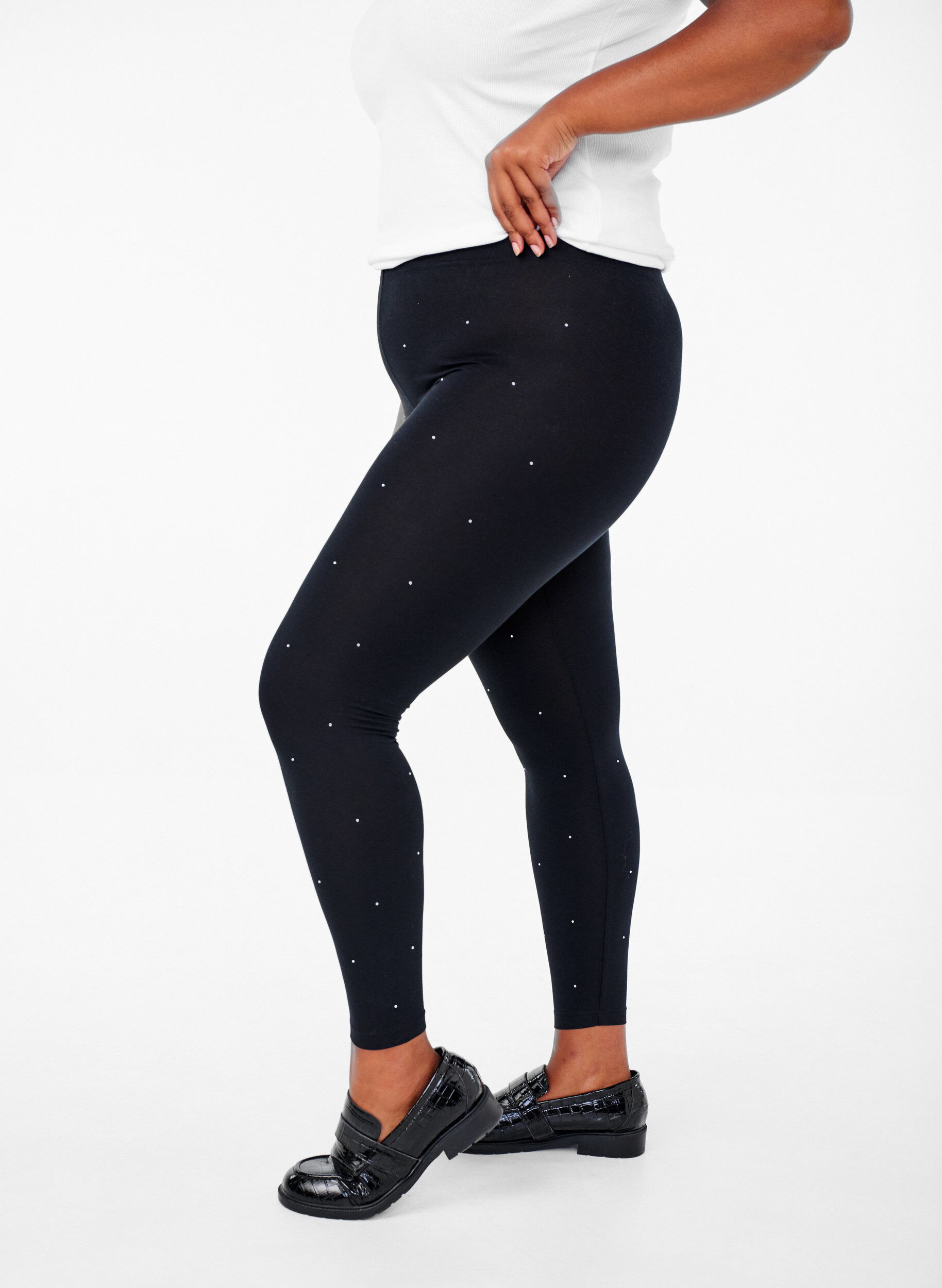 Viskose leggings med rhinesten