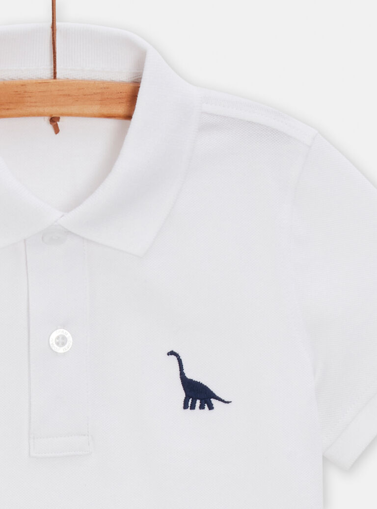 Polo marine avec broderie dinosaure pour garçon