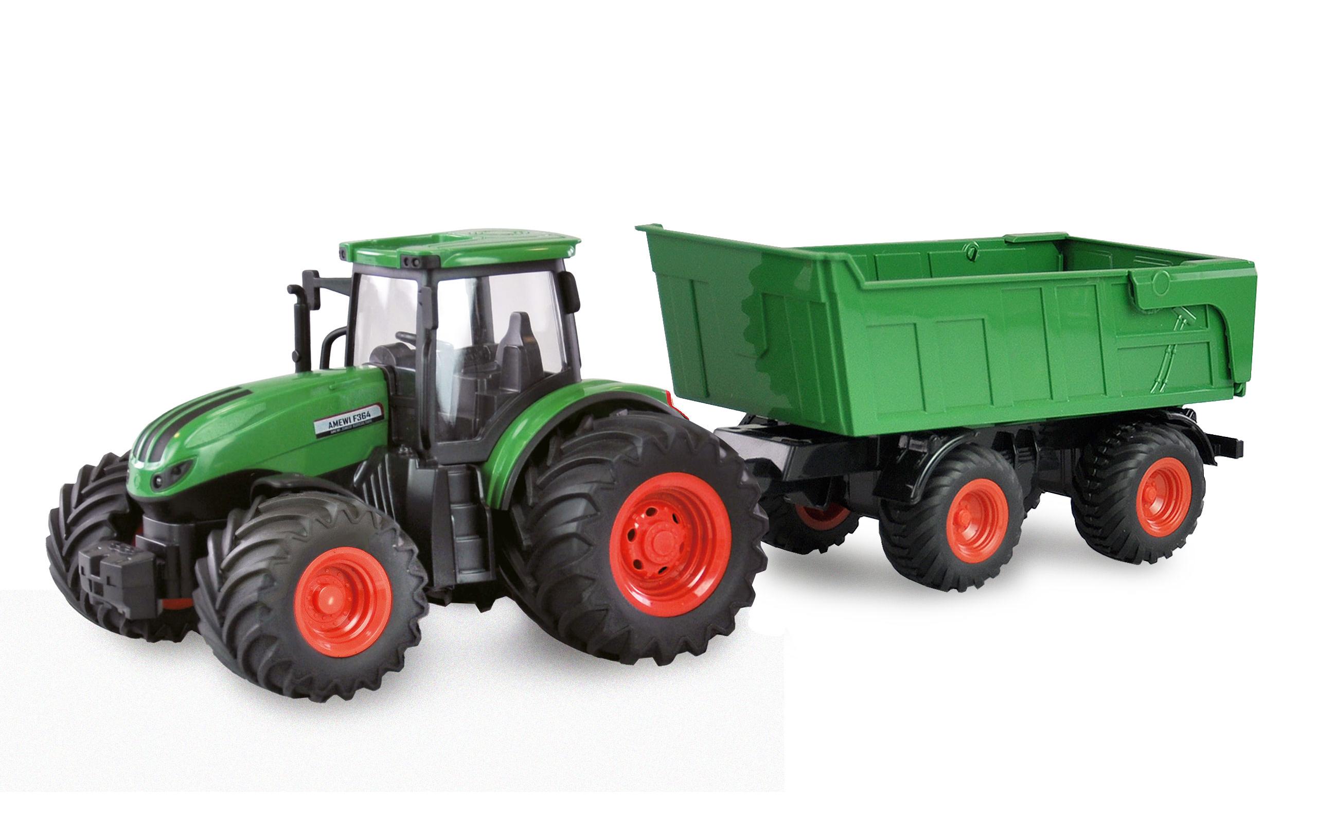 Traktor mit Kippanhänger, Grün 1:24, RTRFerngesteuerter Traktor mit Licht und Sound