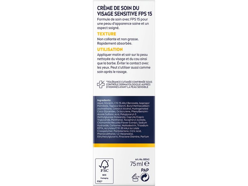 NIVEA MEN Gesichtscrème Sensitive LSF 15 75 ml Gesichtspflege mit Kamille-Extrakt reduziert Hautirritationen