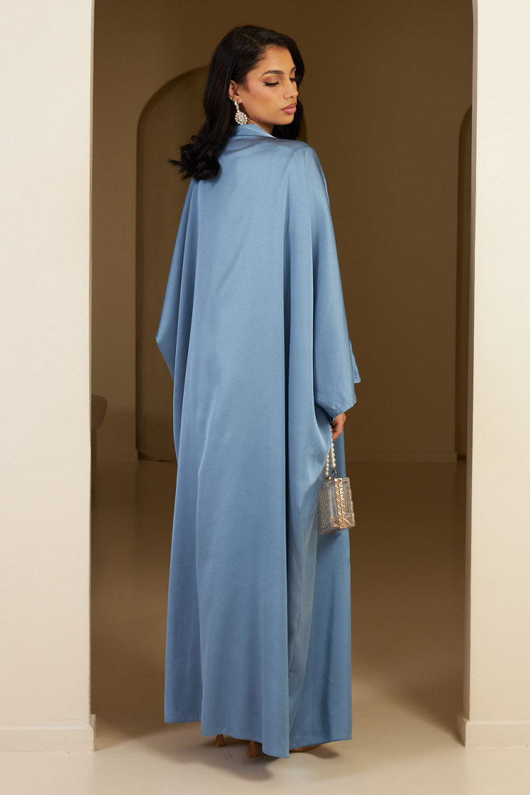 Ensemble 3 pièces blouse + pantalon + gilet + ceinture bleu ciel